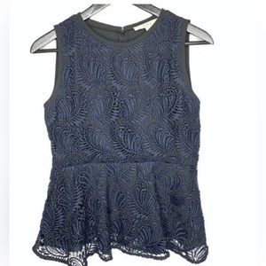 𝅺navy and Black Lace Peplum Blouse Size 12